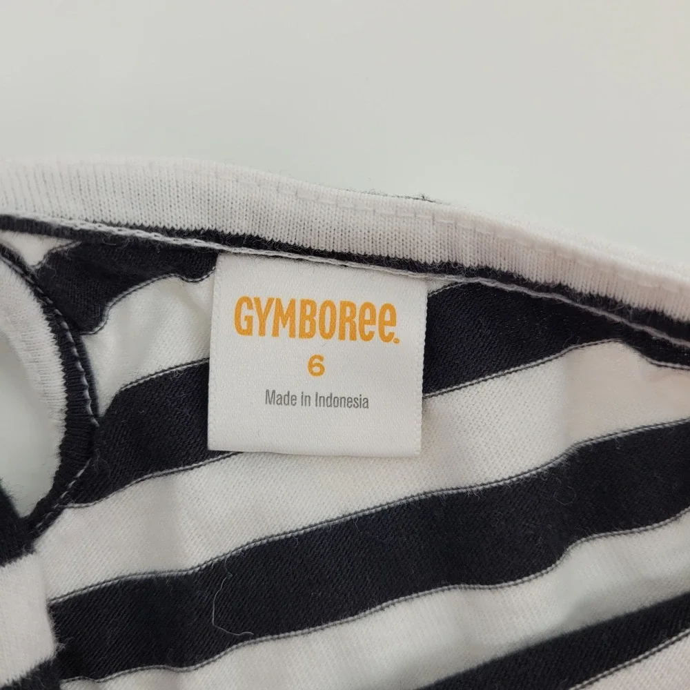 Gymboree School Girly Black White Striped Sequin Floral Tank Top Girls Size 6